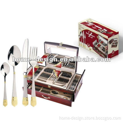 72pcs/84pcs/86pcs set stainless steel cutlery with golden and sandblast